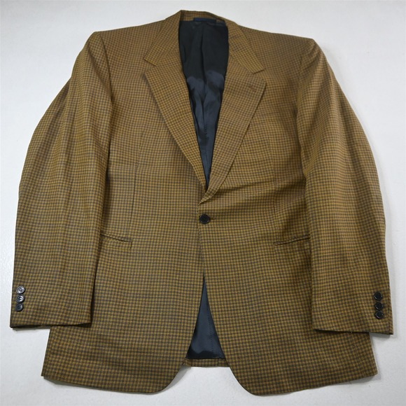 Vtg USA V2 Versace 44L Blue Yellow 100% Wool Mens Blazer Jacket Sport Coat